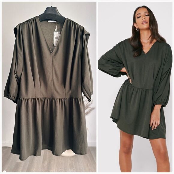 Mango Drop Shoulder Dress With Tucks - Picture 1 of 4